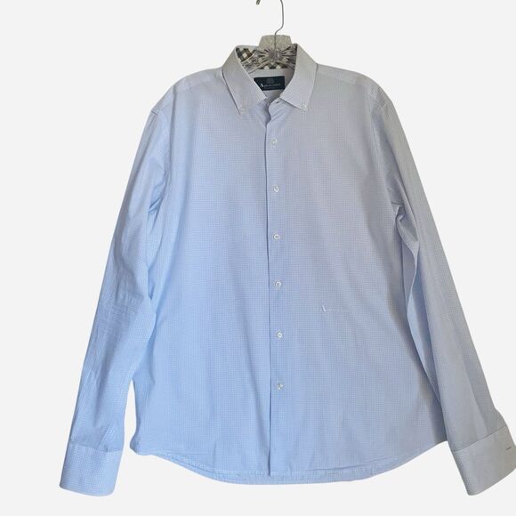 Aquascutum London Mens Dress Shirt 42/16.5 Light Blue Button Down Long Sleeve - Picture 2 of 10